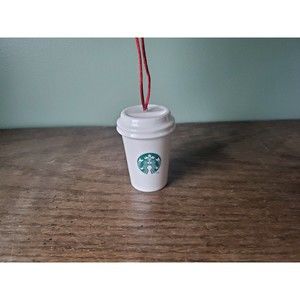 2014 Starbucks Ceramic White Coffee Cup Tumbler Ornament